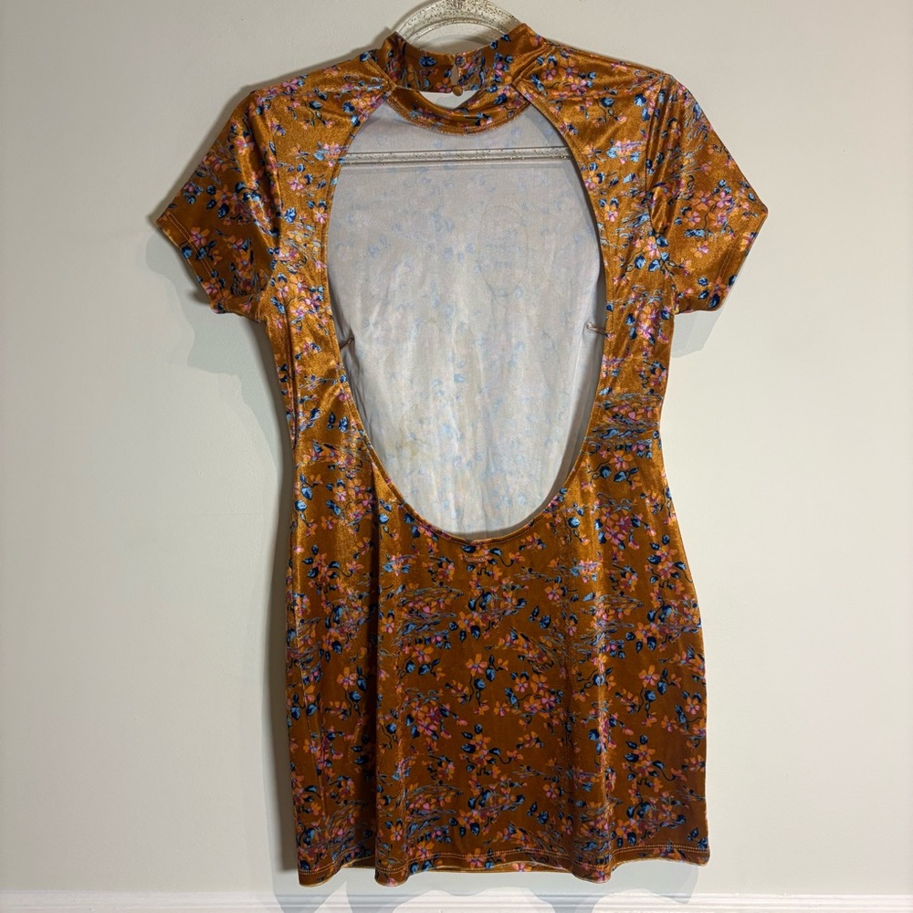 Savage X Fenty Psychedelic Velvet Slip Dress Distorted Bloom Open Back Medium - Picture 5 of 8